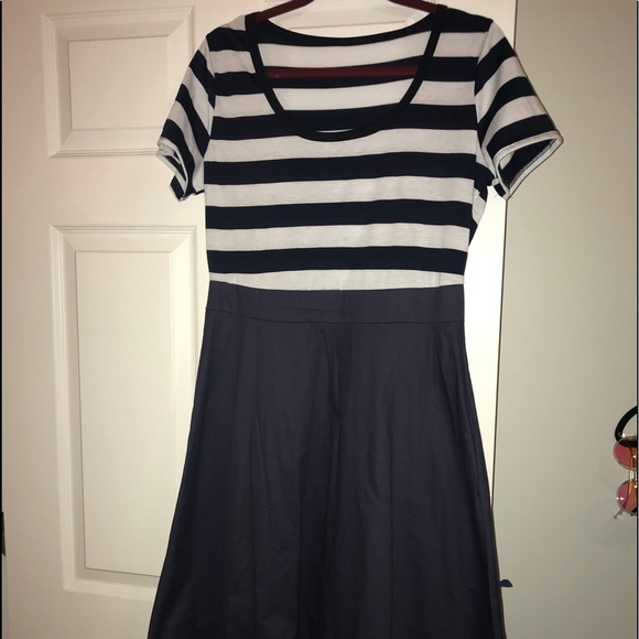 Midi Navy striped top dress - Picture 1 of 3